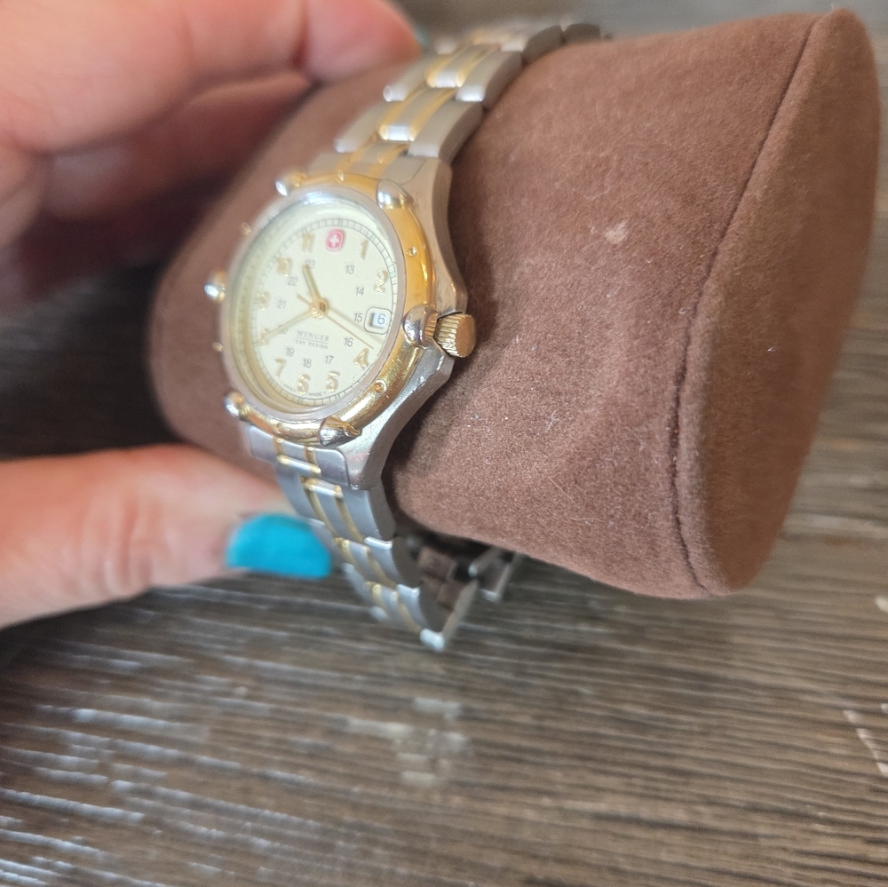 Women's Swiss Wenger Two-Tone Gold and Silver Watch - Picture 4 of 9